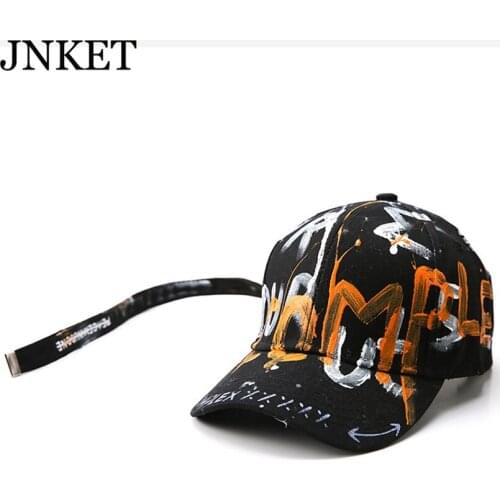 JNKET Graffiti Drawing Men and Womens Baseball Cap Long Strap Hip Hop Hats Couples Snapbacks Hats Outdoor Sunhats Casquette