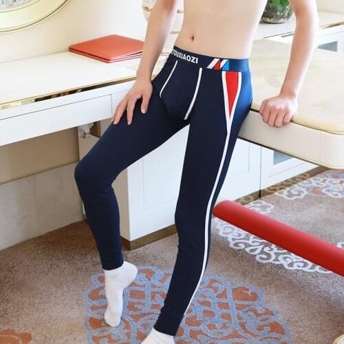 Mens thin warm pants Mens fashion autumn/winter tight autumn pants colored personality line pants leggings leggings