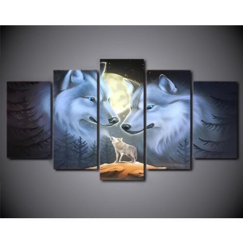 5pcs diy Diamond Painting Cross Stitch White Wolf Couple full square Diamond Mosaic beaded Embroidery Rhinestones H449