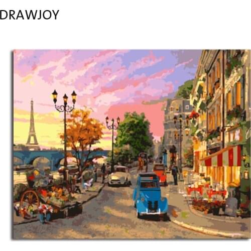 DRAWJOY Landscape Framed DIY Painting By Numbers Wall Art Acrylic Oil Canvas Paintings Home Decor For Living Room