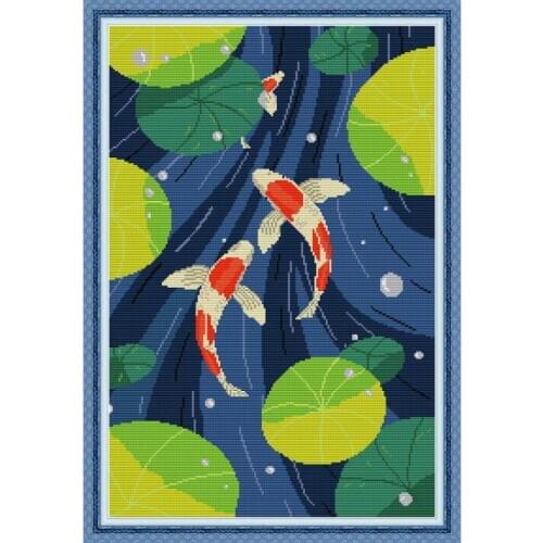 Joy Sunday New Arrival Koi DIY Handmade 11&14CTCross Stitch Sets for Embroidery Kits Gift Home Decor Embroidery Needlework Sets