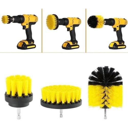 1 Set/3 PCS Electric Drill Brush Kit Plastic Round Cleaning Brush for Carpet Glass Car Tires Nylon Brushes Scrubber Drill
