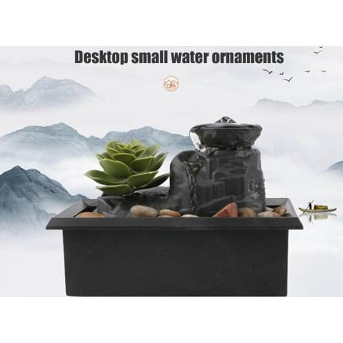 Tabletop Water Fountain With Led Light Small Usb Waterfall Fountain Ornament Office Home Room Interior Outdoor Garden Decoration