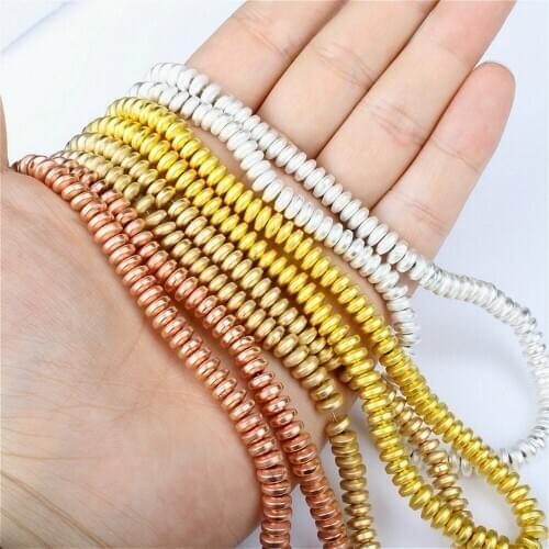 Natural Stone Hematite UFO-shaped Gasket Loose Beads 2-8mm Flat Round Gasket Used To Make DIY Bead Bracelet Necklace (15 Inch)