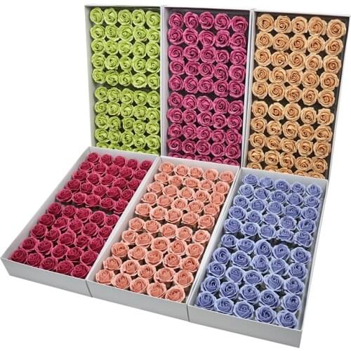 New(50Pcs/box) Artificial Soap Rose Flower Wedding Decoration DIY Holding Flowers Heads For Wedding Party Christmas Valentines