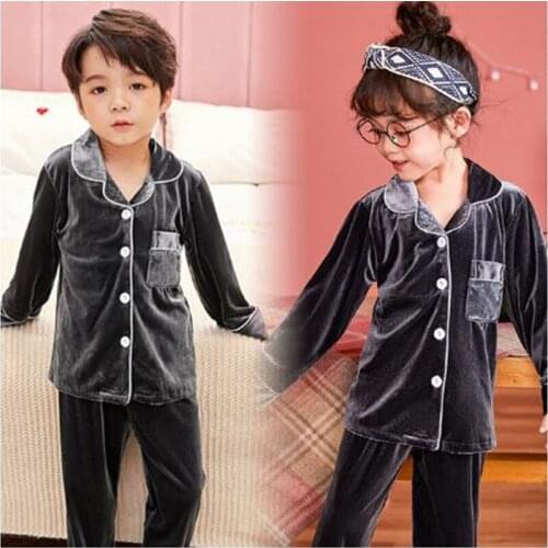 Autumn Winter Children Velour Pajamas Set Teen Warm Velvet Sleepwear Girls Loungewear Kids Long Sleeved Pijamas Homewear Suit