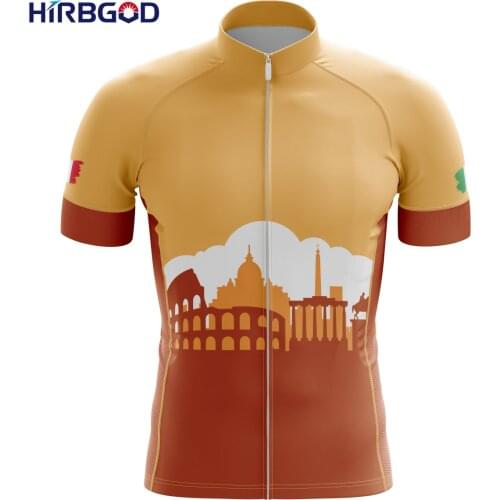 HIRBGOD Autumn Orange Cycling Jersey Men Short Sleeve Sportswear for Rome Church Bicycle Clothes Compressible Bike Top,TYZ666-01