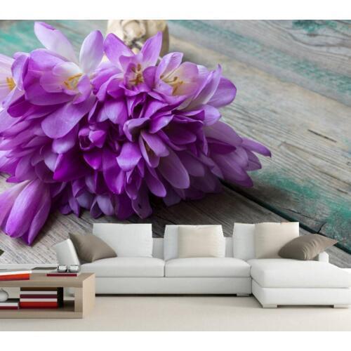 Papel de parede,Crocuses Bouquets Violet Flowers wallpapers,restaurant living room sofa TV wall bedroom kitchen 3d wallpaper