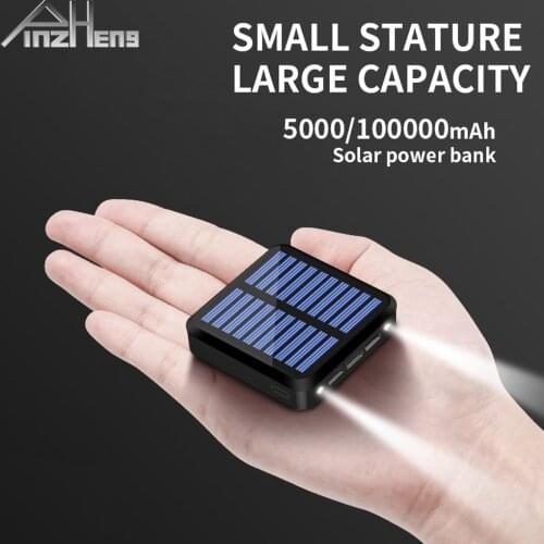 PINZHENG Mini Solar Power Bank 10000mAh Power Bank For iPhone Xiaomi Powerbank External Spare Battery Portable Charger Powerbank