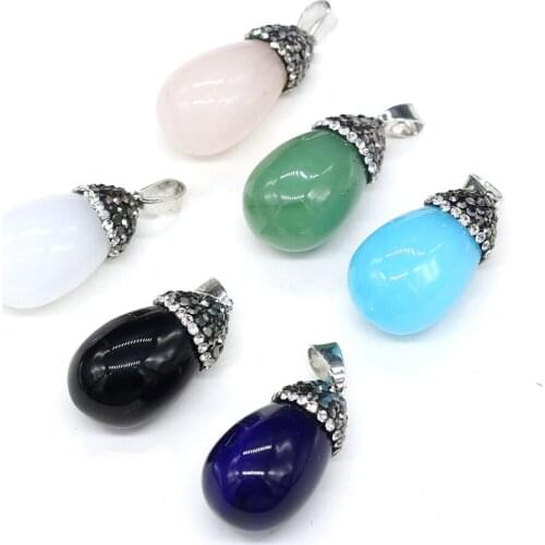 Natural Semi Precious Stone Pendant Round Drop Shape White Plus Color DIY For Making Necklaces And Bracelets