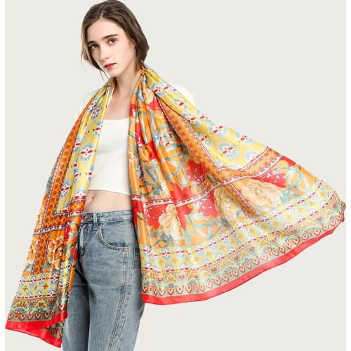 Luxury Floral Silk Shawl Scarf Bright Pattern Large Hijab Wrap Stylish Foulard Design NEW [5028]
