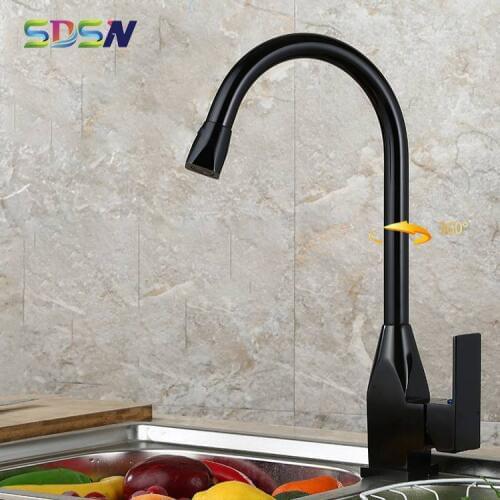 Luxury Modern Kitchen Faucet Aluminum Material Kitch Sink- Mixer Deck Mounted Sink-faucet for Kitchen Hot&cold Black Kitchentap