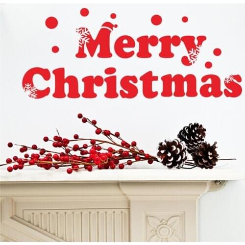 Merry Christmas Quotes Wall Stickers Diy Vinyl Window Decals Xmas Festival Mural Art For Office Store Home Decoration