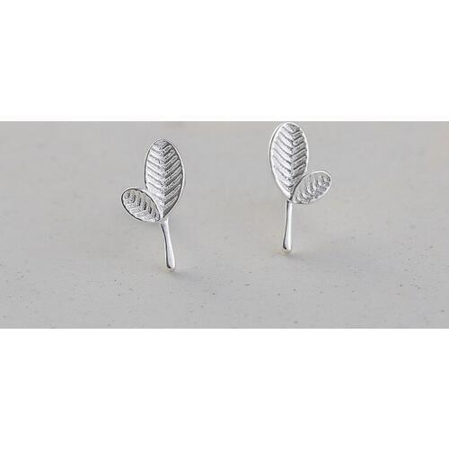 Flyleaf 925 Sterling Silver Small Leaves Stud Earrings For Women Fashion Style Girl Hypoallergenic