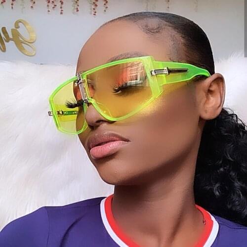 Vintage Punk Sunglasses Women Luxury Fashion Goggle Sun Glasses Men Personality One Piece Black Blue Glasses Oculos Feminino