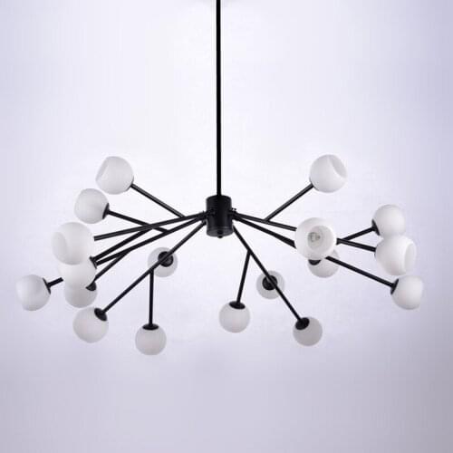 Modern artistic Chandelier Lights G4 branch Black White Glass Hanging pendant Lamp Fixtures Living Dining Room luminaire