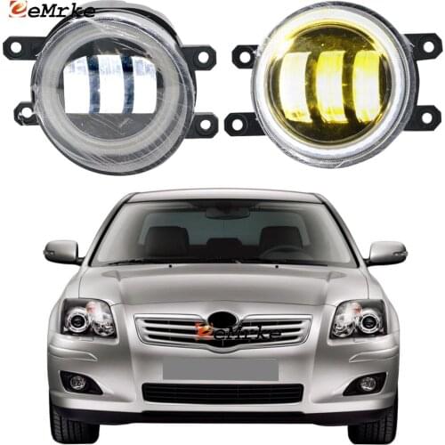 2Pcs for Toyota Avensis T25 T250 Facelift 2006 2007 2008 2009 Led Angel Eye DRL LED Fog Lights Lamp Lens Daytime Running Light