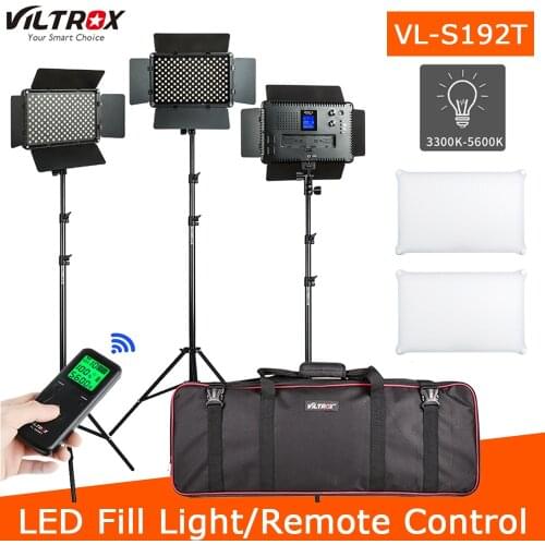 VILTROX VL-S192T LED Video Light Bi-color Dimmable Wireless Remote Panel Lighting Kit + 1.8m Light Stand for Studio Shooting