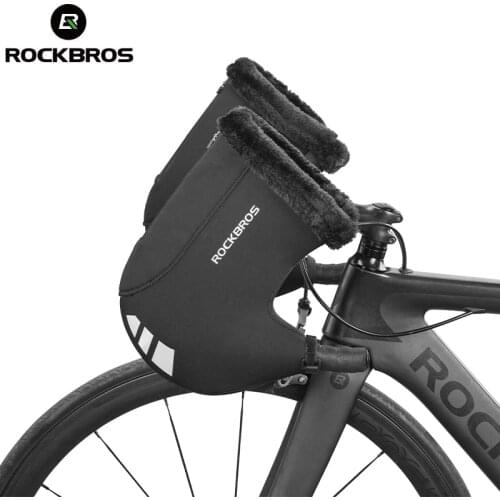 ROCKBROS Winter Bicycle Gloves Road Bike Cycling Thicken Warm Windproof Gloves Reflective Strip Rainproof Gloves MTB Accessories