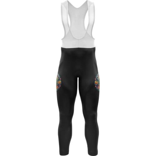 Novetly Men Black Maya Civilization Pattern Cycling Bib Pants for Mexico Series 3D Wear-Resistant Trousers