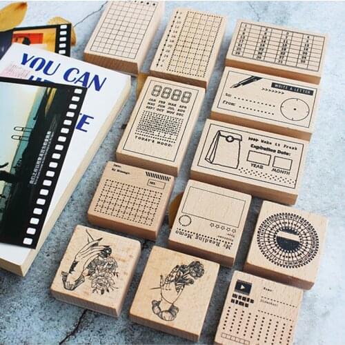 Vintage message month letter time planner stamp DIY wooden rubber stamps for scrapbooking stationery scrapbooking standard stamp
