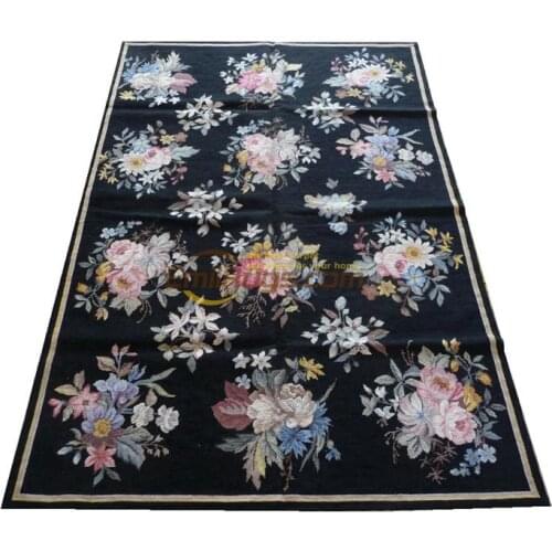 Vintage Needle-point Carpet Handmade Needlepoint Handmade Sofa Floor Use Traditional Natural Sheep Wool