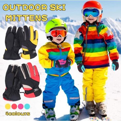 High Quality Waterproof Children Kids Ski Gloves Black Baby Winter Warm Full Finger Blue Boys Girls Snow Snowboard Gloves 2021