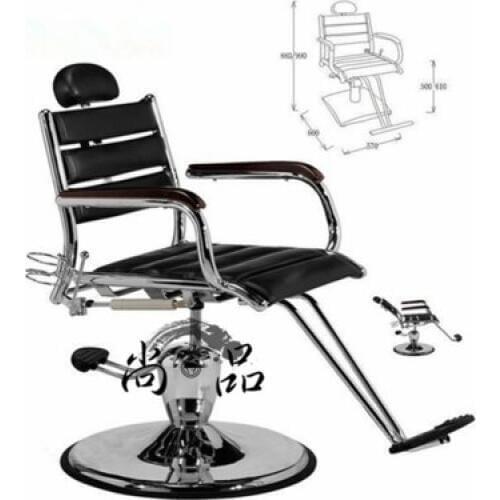 High-end new hairdressing chair. Black barber chair. Real wood armrest hairdressing chair lift