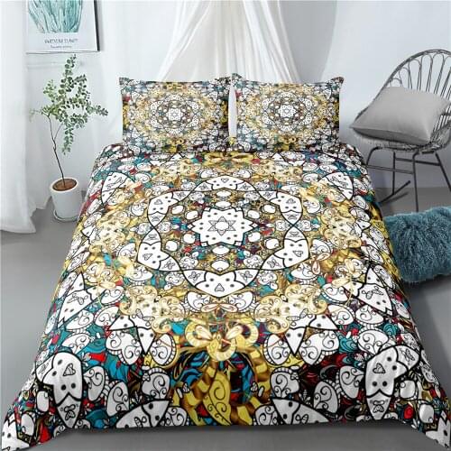 Adult Luxury Quilt Cover Golden Chain Retro Bedding Sets 3 Piece European Pattern Bedlinen Kids Teens Home Bedroom Duvet Cover
