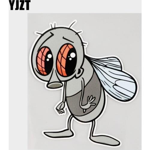 YJZT 12.8CM×15.2CM Cute Flying Insect Characters Car Sticker PVC Decal 11C-0114