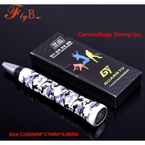 10pcs/lot Flat Camouflage Print Badminton Hand Gel Non-slip Sweatband Rod Overgrips Winding Belt Rackets Accessories Q1007CMD