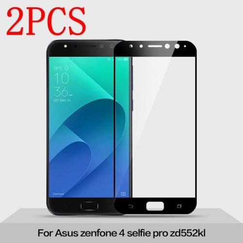 2PCS Full CoverTempered Glass For Asus zenfone 4 selfie pro ZD552KL Screen Protector Toughened protective film For ZD552KL glass