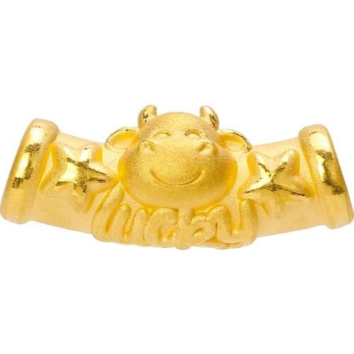 Pure 24K Yellow Gold Bracelet Women 3D Hard Gold 999 Gold OX Lucky Bracelet