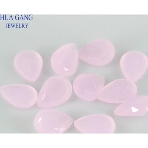 Pink Translucent Color Pear Shape Loose Glass Beads Size 2x3~13x18mm Synthetic Gems For Jewelry Wholesale Free Shipping