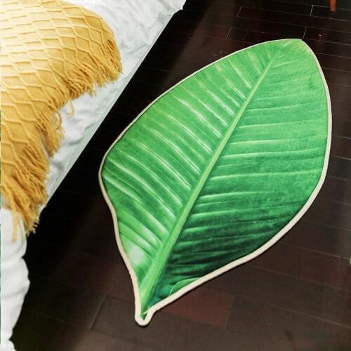 3D soft green leaf floor mat modern style decor bathroom kitchen bedroom living room floor doormat Non-slip Rug home decor