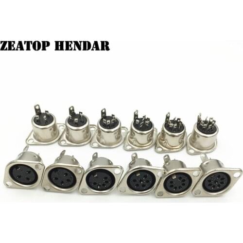 8Pcs Din 3 4 5 6 7 8 Pin Female Socket Metal Hulled Panel Mount 2 Holes Mini Connectors Soldering Iron