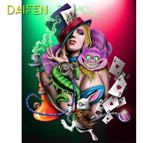 Full Round Diamond embroidery Cross stitch Rabbit poker Full Square Diamond painting Woman cat caterpillar DIY 3D Diamond mosaic