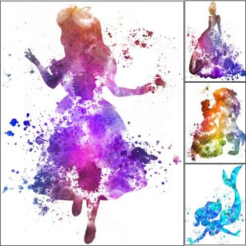 5D DIY Disney Painted Diamond Painting Princess Painting Silhouette Series Cartoon Sticker Diamond Home Gift Can Be Customized