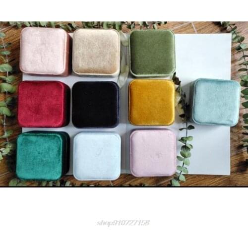 Velvet Ring Box,Square Vintage Wedding Ceremony Ring Box with Detachable Lid, Engagement Ring Valentines Day O31 20 Dropship