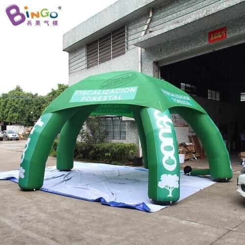 Free shipping 6 m green durable inflatable canopy LOGO printing air marquee tent with motor toy tents
