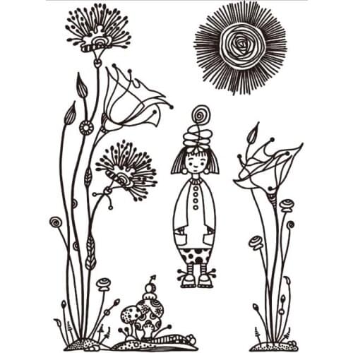 Flower and Girl Transparent Clear Silicone Stamp/Seal for DIY scrapbooking/photo album Decorative clear stamp A1434