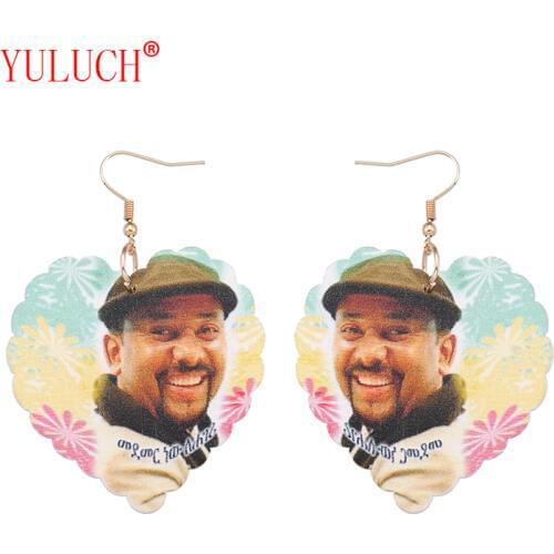 YULUCH Irregular Shape Painted South African President and Man Portrait Wooden Pendant for Personality Woman Earrings Jewelry