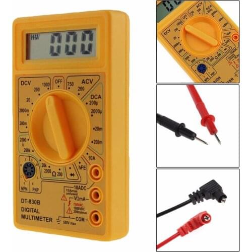 DT-830B Multimeter LCD Auto Range Digital Voltmeter Ohmmeter Volt Tester