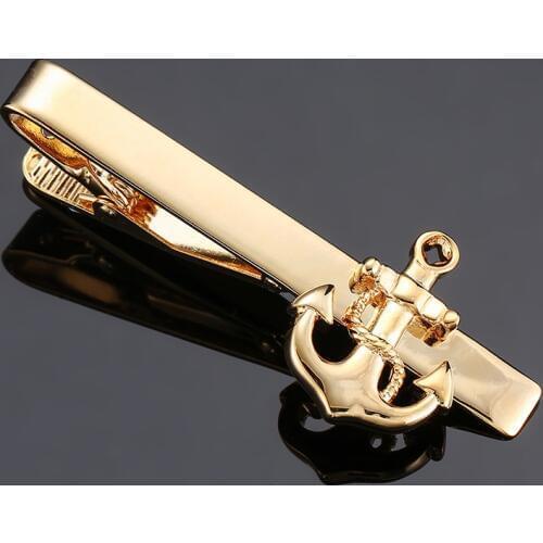 DY New brass material classic design of gold anchor tie clip Mens high-end business wedding tie clips Free Delivery