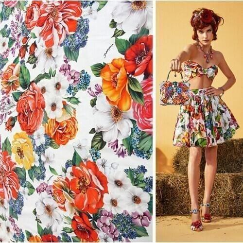 Custom Italian brand cotton poplin fabric cloth 145 cm width printed shirt dress children printed clothing custom fabric