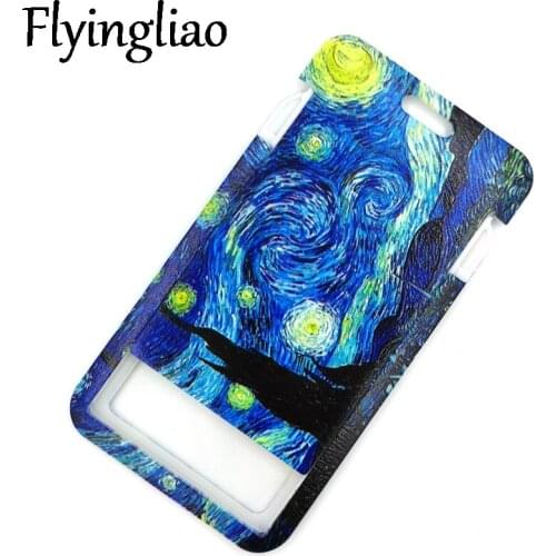 Van gogh Oil painting Starry Sky Credit Card ID Holder Bag Student Women Travel Bank Bus Business Card Cover Badge Gifts
