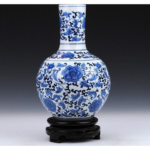 Ceramics classic blue and white porcelain vase decoration home decoration crafts