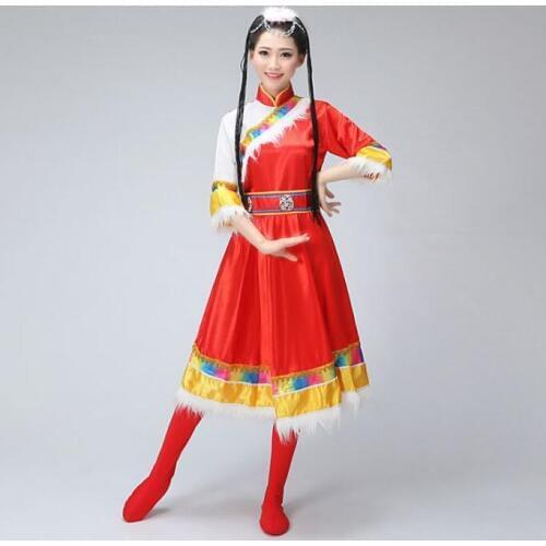 Chinese Mongolian gowns dress Women clothing Mongolia Tibet dance dress
