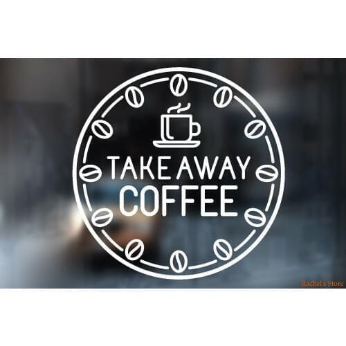 Coffee Shop Logo Take Away cup Cafe Shop vinyl sticker Window Wall art sign decor