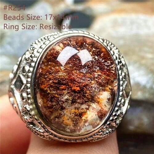 Top Natural Phantom Quartz Crystal Ring Jewelry For Man Oval Beauty Love Luck Gift 17x14mm Beads Gemstone Adjustable Ring AAAAA